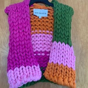Hope Macaulay Gorgeous Colossal Knit Colorblock Vest sz S/M pinks green & orange